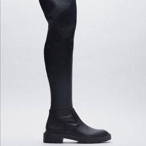 Zara low heeled stretch tall boots